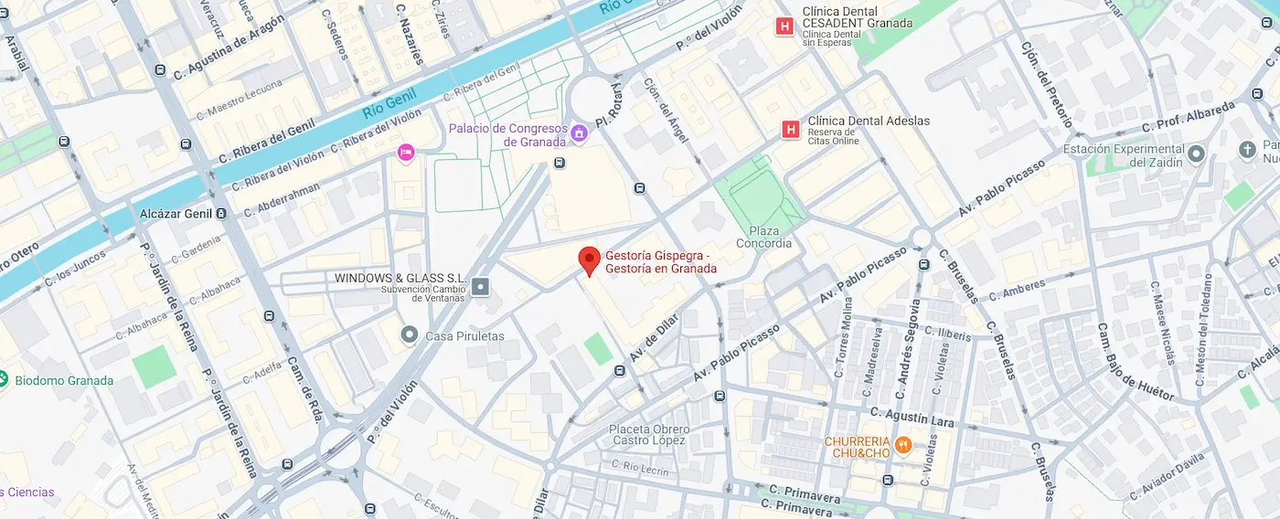 Captura de mapa de Google en el que se indica la localización de las oficinas de Gestoría Gispegra